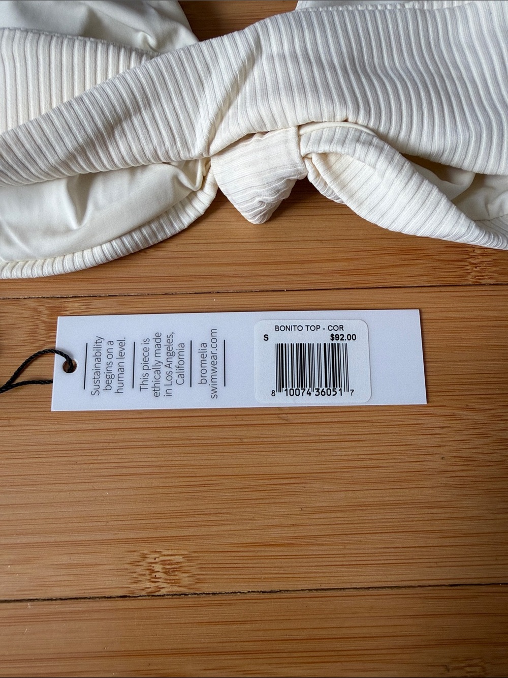 Cream Ribbed Knot Bikini Top - Picture 3 of 3